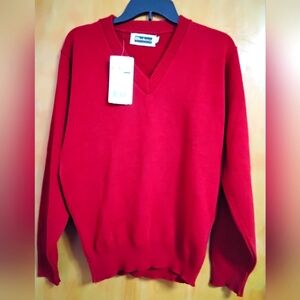 Red V-Neck Sweater Adult Small